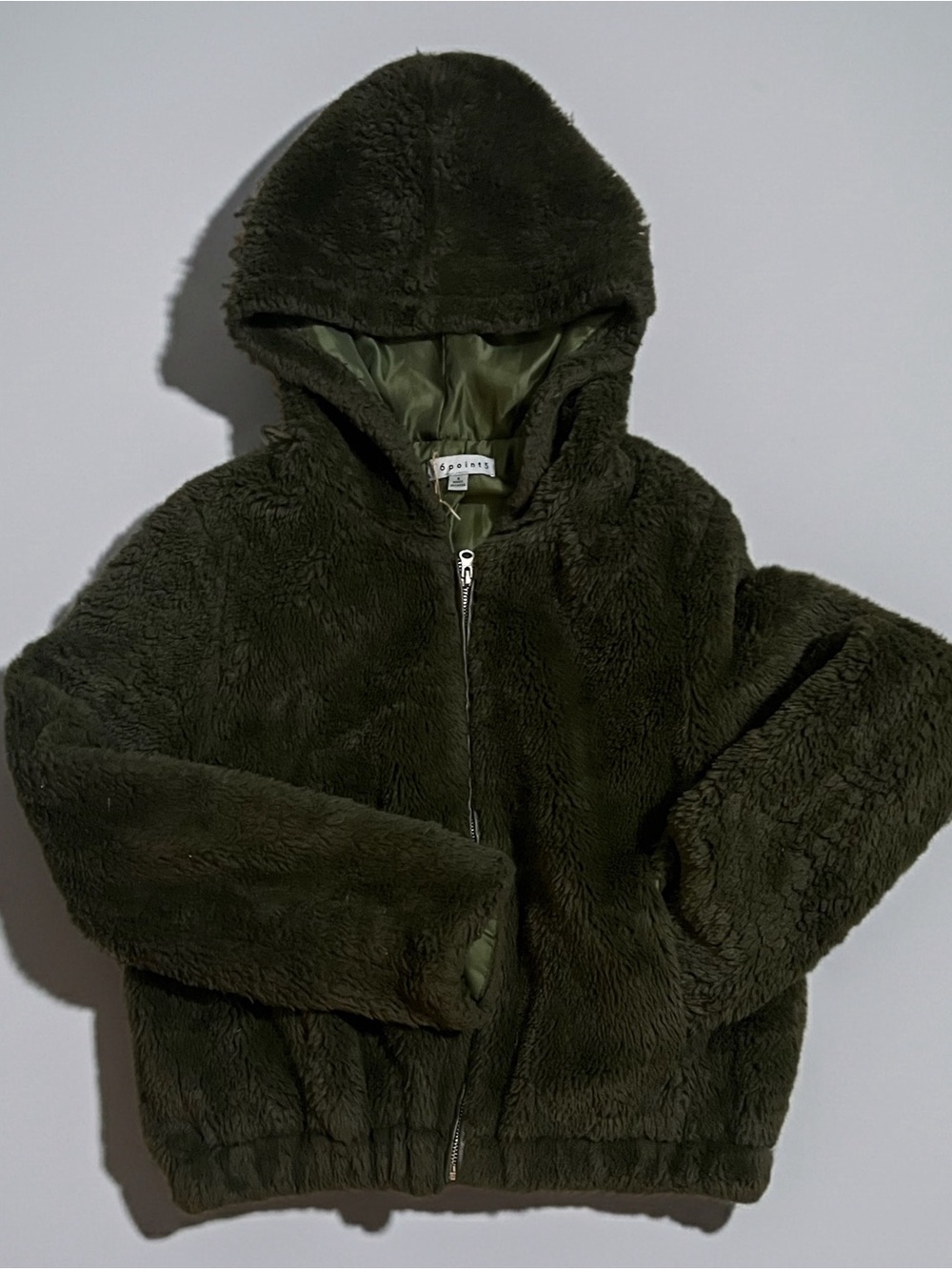6point5 Olive Green Faux Fur Hooded Coat